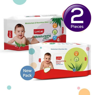 Luvlap Baby Wipes with Aloe Vera (with LID) 72 pc Combo