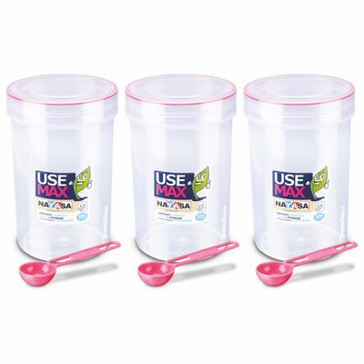 Nayasa Use Max Glaze Container Set 2000 Ml Assorted, (3 Pieces)