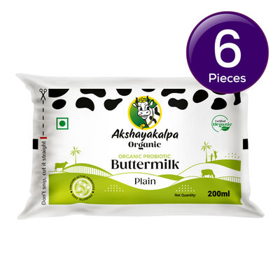 Akshayakalpa Organic Probiotic Buttermilk - Plain 200 ml Combo