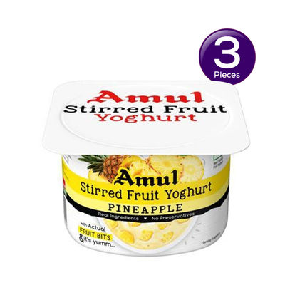 Amul Stirred Fruit Yoghurt- Pineapple 100 g Combo