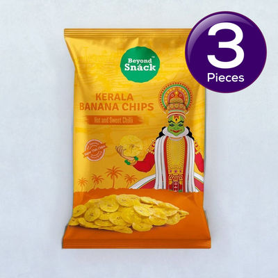 Beyond Snáck Kerala Banana Chips - Hot and Sweet Chilli 75 gms Combo   