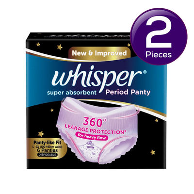 Whisper Super Absorbent Period Panty, L-Xl Panties 6 pc Combo