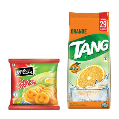 Mccain Smiles(415gms) & Tang Orange Instant Drink Mix(500gms) Combo