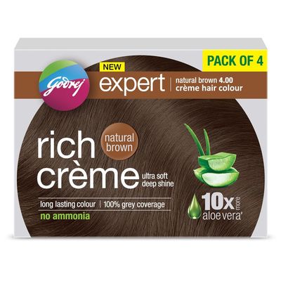 Godrej Expert Rich Creme Hair Color (Pack of 4) Natural Brown