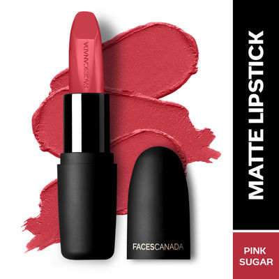 Faces Canada Weightless Matte Finish Lipstick - Pink Sugar 04 | Highly Pigmented