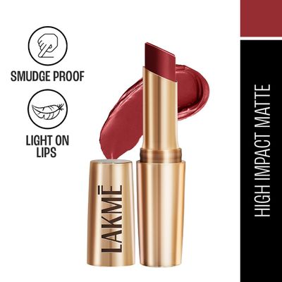 Lakme 9to5 Powerplay Priming Matte Lipstick, Lasts 16hrs, Cherry Chic