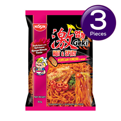 Indo Nissin Geki - Hot and Spicy Korean Kimchi Flavoured Ramen Instant Noodles 80 g Combo
