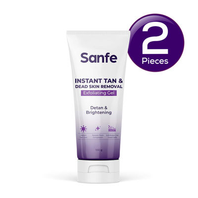 Sanfe Instant Tan & Dead Skin Removal Exfoliating Gel Smooth & Bright Skin 100 g Combo