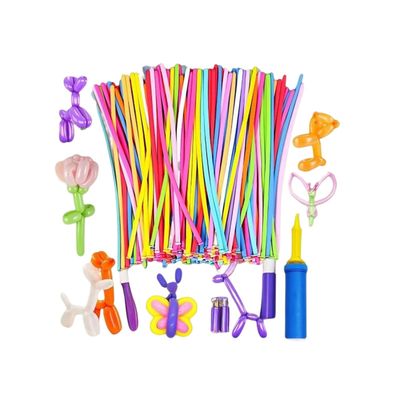 Party Propz Rainbow Balloons - 100Pcs Long Balloons for Kids / Twisting Balloons with Balooon Pump