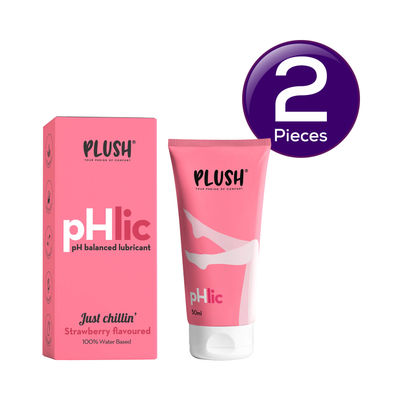 Plush Phlic Strawberry Lubricant For Men & Women Water Based Lube & Aloe Infused 50 ml Combo