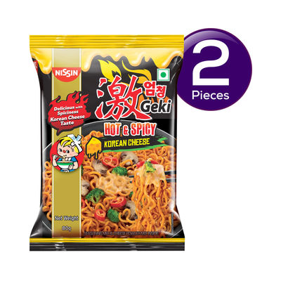 Nissin Geki - Hot and Spicy Korean Cheese Flavoured Ramen Instant Noodles 80 g Combo