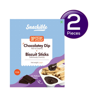 Snackible Dipsters Chocolatey Dip with Biscuit Sticks 30 g Combo