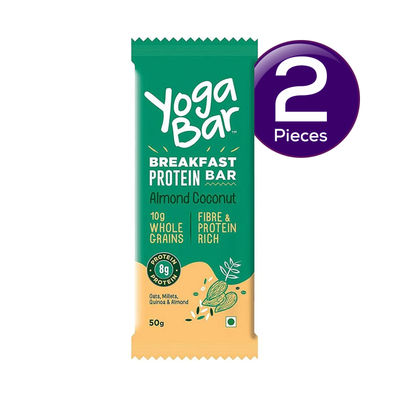 Yogabar Almond Coconut Breakfast Bar 50g, Fibre & Protein Rich Healthy Granola Bar 50 g Combo