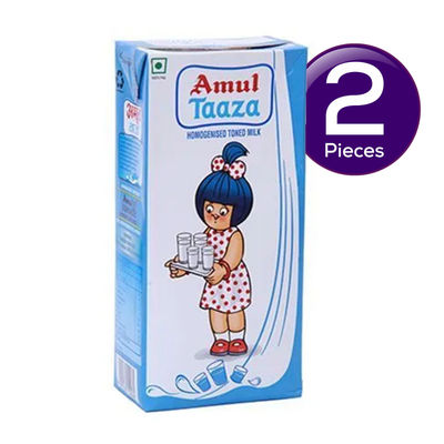Amul Taaza Homogenised Toned Milk (Tetra Pack) 200 ml Combo