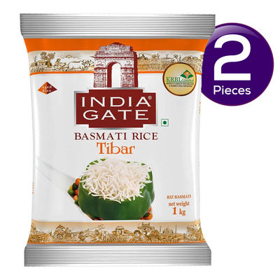 India Gate Flavourful & Fine Tibar Pure Basmati Rice 1 kg Combo