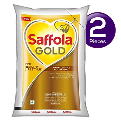Saffola Gold Oil, Power of 3, Pouch 1 l Combo