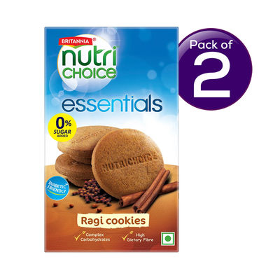 Britannia NutriChoice Ragi Cookies | Diabetic Friendly | Zero Added Sugar & 0% Maida 150 g Combo