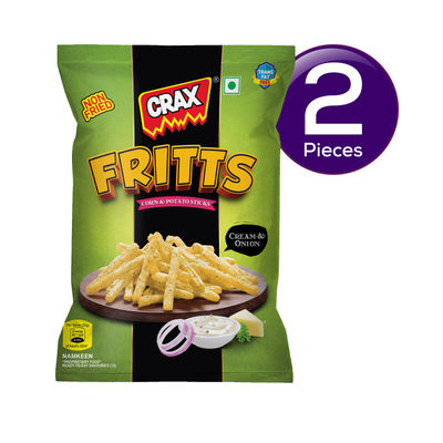Crax Fritts Corn & Potato Sticks - Cream & Onion Fries Puffs 57 g Combo