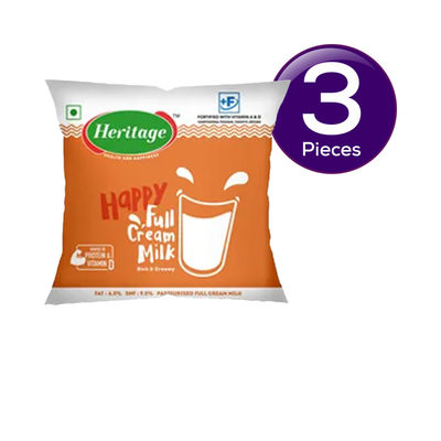 Heritage Full Cream Fresh Milk (Pouch) 500 ml Combo