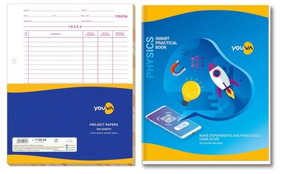 Navneet Youva | Project Paper | 22 cm x 28 cm | Practical Book | 1 Side Ruled / 1 Side Plain | Pack of 100 Sheets