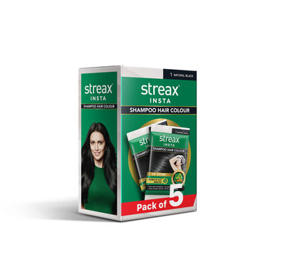 Streax Insta Shampoo Hair Colour For Women And Men- Natural Black