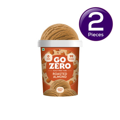Go Zero Roasted Almond Low Calorie Guilt Free Ice Cream Tub 500 ml Combo