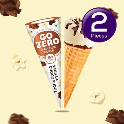 Go Zero - Vanilla Choco Fudge - Low Calorie Icecream Cone 120 ml Combo