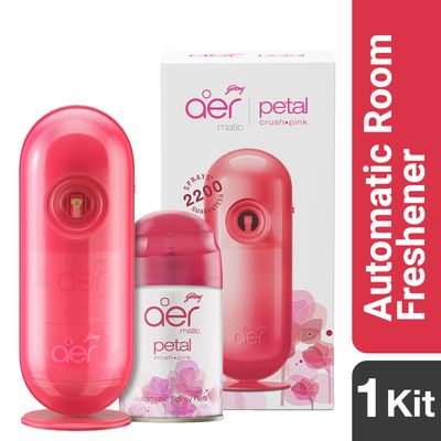 Godrej Aer Matic Kit (Machine + 1 Refill) - Automatic Room Fresheners - Petal Crush Pink
