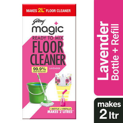Godrej Magic Ready To Mix Floor Cleaner Combi Pack - Lavender, 1 Pc (1 Bottle & 4 Refill)