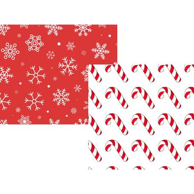 Quace Christmas Snow And Cane Wrapping Paper | Pack Of 2