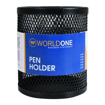 Worldone Mesh Metal Pencil/ Pen Holder (Black)
