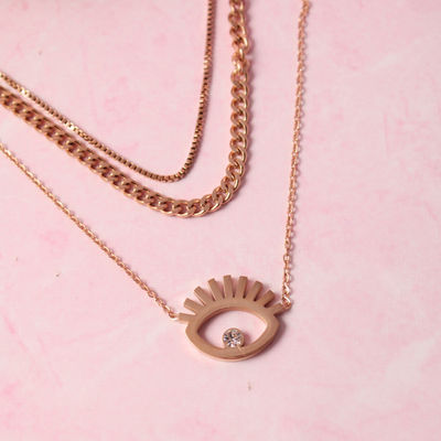Salty Fashion Evil Eye Golden Layered Necklace for Women