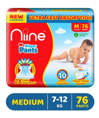 NIINE Pant Diapers For Kids | White | M (7 - 12 kg)
