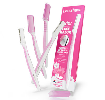 LetsShave Face Razor for Women Pack of 4, Painless Hair Removal, Razor for Face, Eyebrows, Upperlips, Chin
