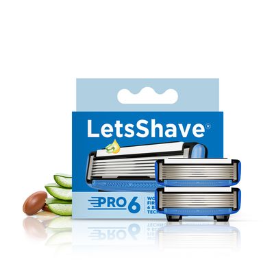Letsshave Pro 6 Shaving Blades | World'S First 6 Blade Razor For Men | Pack Of 2