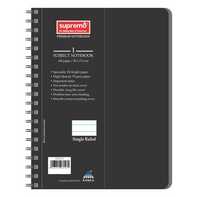 Ranka Supremo B5 - Executive Diary , 70 Gsm, Single Ruled, 160 Pages, Wiro Binding