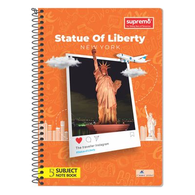 supremo A4 Spiral 6 Subject Notebook | 400 Pages | Single Line - Assorted