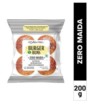 The Baker's Dozen Zero Maida Burger Buns No Palm Oil No Preservative 100% Wholehwheat
