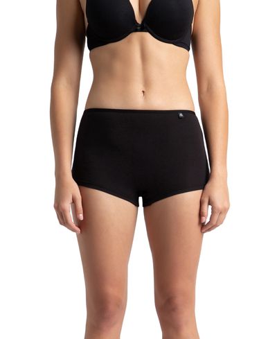 Jockey SS04 Women's Super Combed Cotton Elastane Stretch BoyShorts|Concealed Waistband | Black-XL