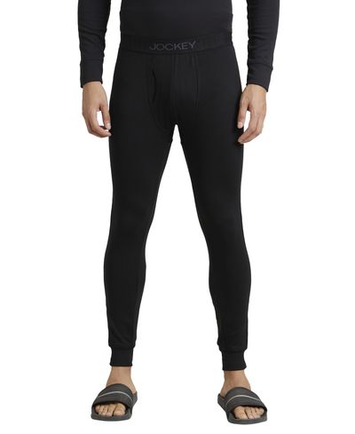 Jockey 2623 Men's Microfiber Elastane Stretch Fleece Thermal Long John | Black-M