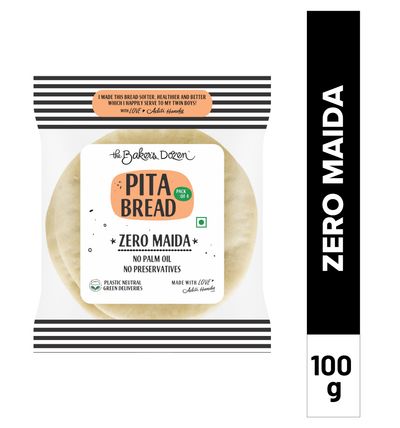 The Baker's Dozen Zero Maida Pita Bread No Palm Oil No Preservative 100% Wholewheat
