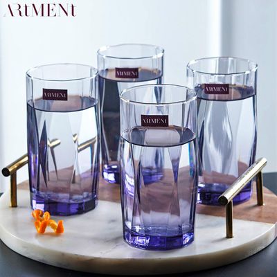 The Artment Amethyst Noir Set Of 4 Drinking Water Glasses (400 ML)