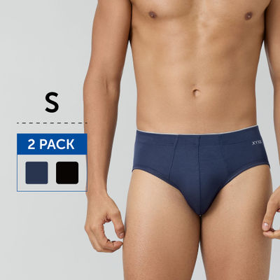 XYXX Uno IntelliSoft Micro Modal  Solid Brief  | Men's Innerwear | Pack of 2  | Blue + Black- S
