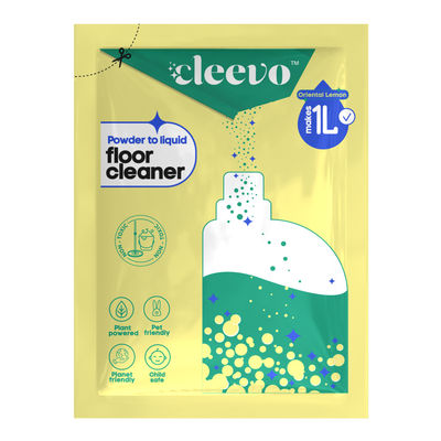 Cleevo Natural Floor Cleaner Refill Pack Non-Toxic Eco-Friendly Powder To Liquid Lemon