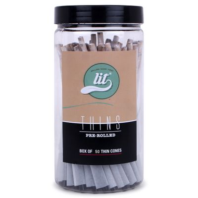 LIT Thins 50 Pre Rolled Cones Jar White