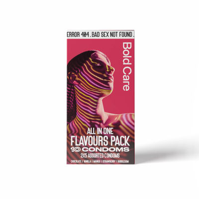 Bold Care 404 By All-In-One Flavours Pack Condoms - Chocolate, Strawberry, Mango, Vanilla, & Bubblegum