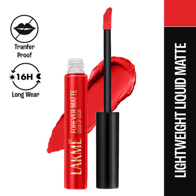 Lakme Forever Matte Liquid Lip, 16hr Lipstick, Lightweight & transferproof - Red Drive