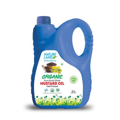 Natureland Organics Organic Cold Pressed Mustard Oil CanArgemone Oil-free