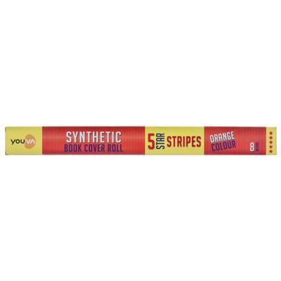 Navneet Youva Synthetic Cover Rolls Stripes 5 Star 8 Meters Length X 35.5 Cm Height Orange