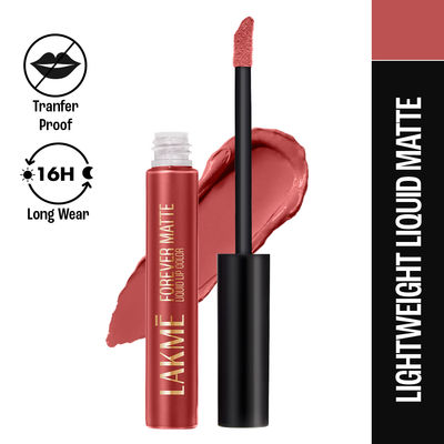 Lakme Forever Matte Liquid Lip, 16hr Lipstick, Lightweight & transferproof - Coral Sense
